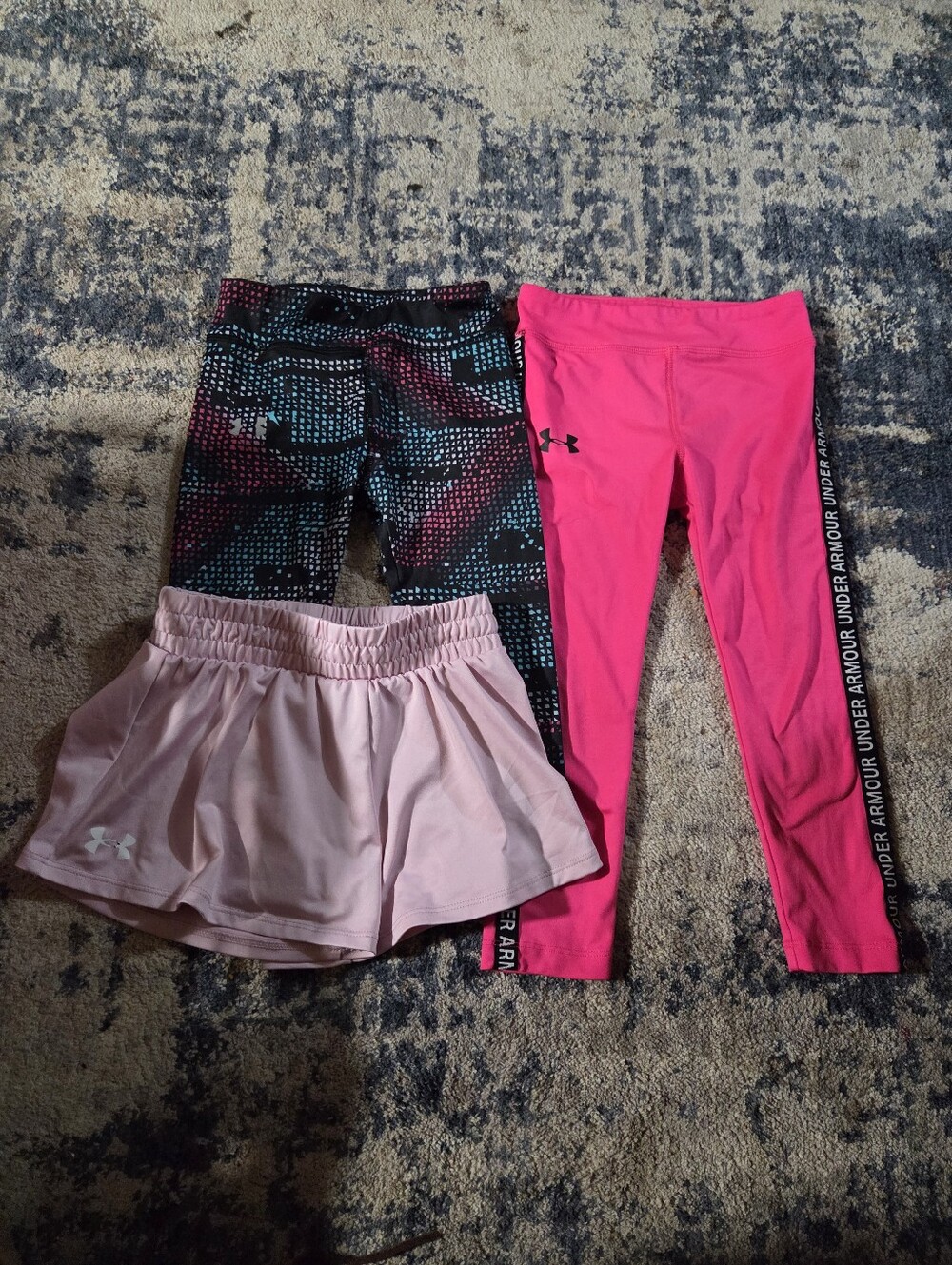 Under Armour Girls' Pink Athletic Leggings and Shorts Bundle